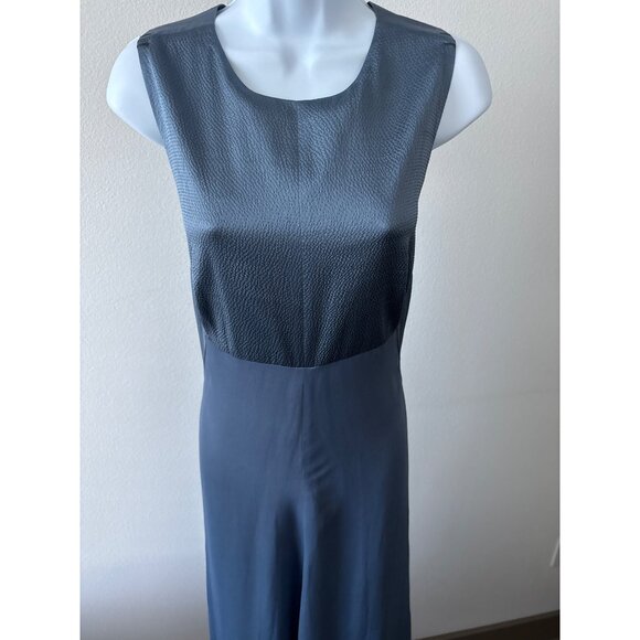 Jigsaw Dress Sz 12 Silk Midi Blue Designer Quiet Luxury Open Back Evening Party - Picture 12 of 16
